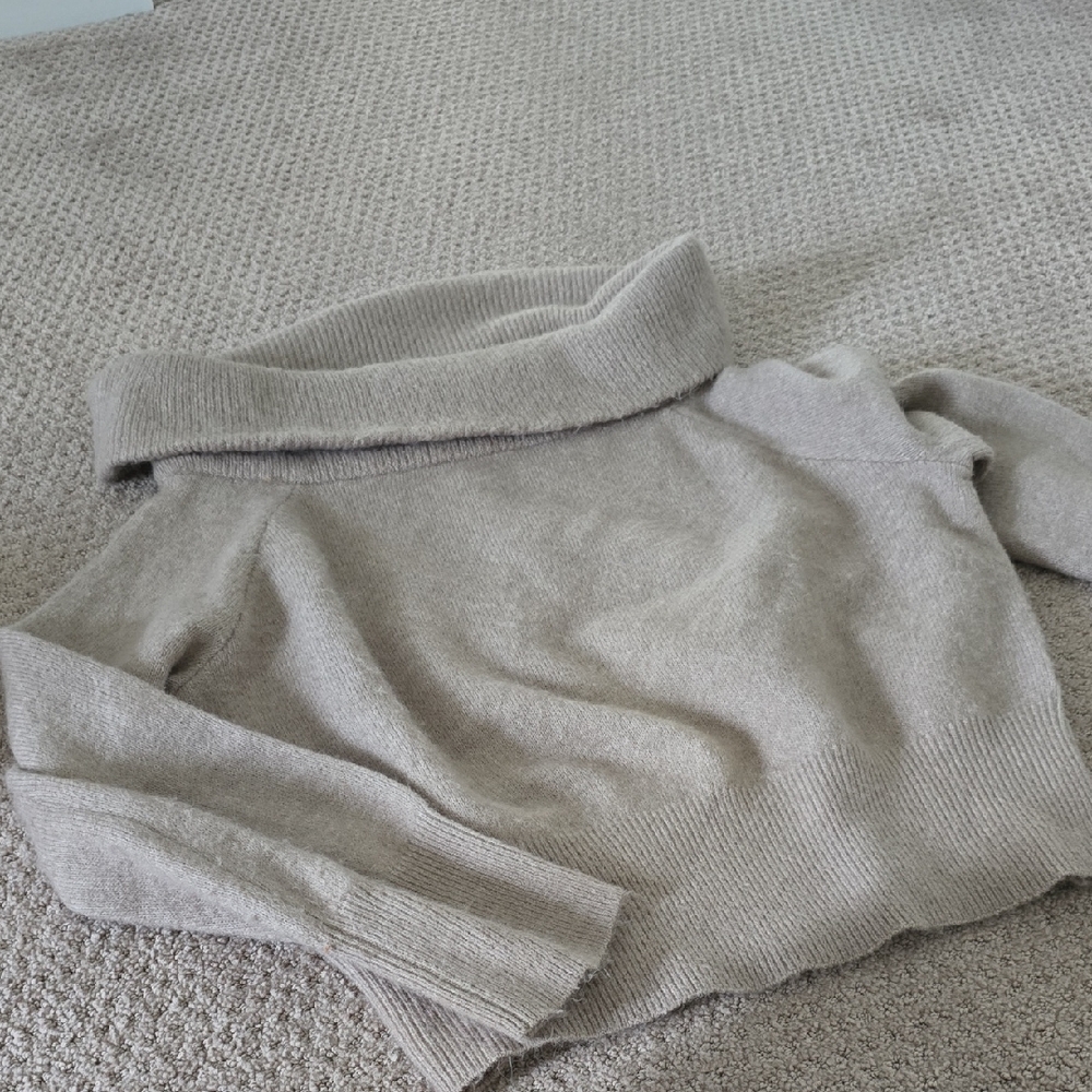 Cozy Tan Women's Sweater Off The Shoulder